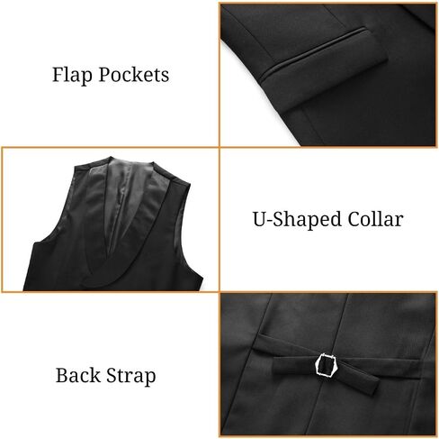 UNINUKOO Mens Tuxedo Suit Set 3 Piece Slim Fit One Button Formal Wedding Party Prom Suits for Men US Size L Black in Kuwait