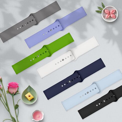 18mm 20mm 22mm Silicone Watch Band, Quick Release Adjustable Strap, Women Men Soft Sport Waterproof Replacement Wristband Straps for Garmin/Huawei/Samsung/Amazfit/Xiaomi (20mm/Sky Blue) in Kuwait