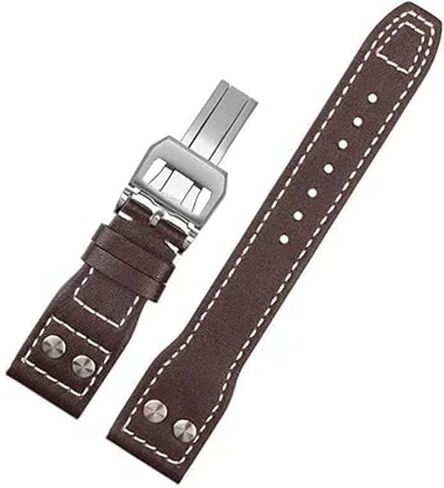 21mm Coffee Leather Watch Band Strap Compatible with IWC Big Pilot Watch-21mm IWC Leather Watch Strap in Saudi Arabia