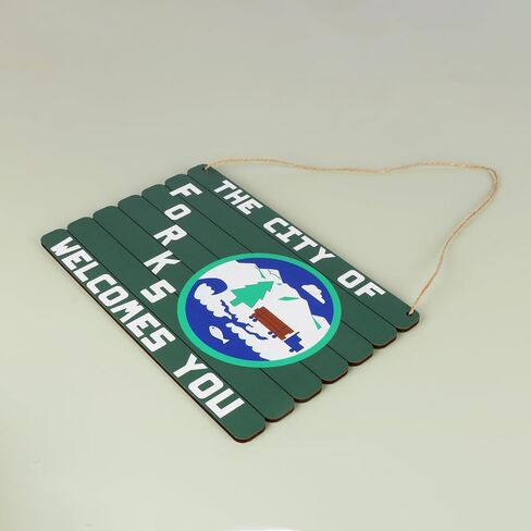 The City of Forks Welcomes You Wood Sign, Twilight Merch Wall Decor, 12x8 Inches in Kuwait
