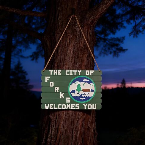 The City of Forks Welcomes You Wood Sign, Twilight Merch Wall Decor, 12x8 Inches in Kuwait