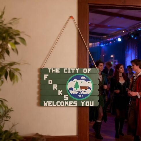 The City of Forks Welcomes You Wood Sign, Twilight Merch Wall Decor, 12x8 Inches in Kuwait