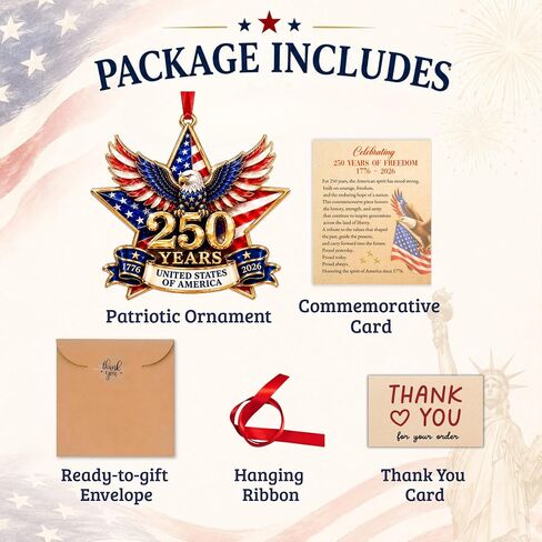 250 Anniversary USA Ornament, 2D Acrylic America 250 Merchandise, America 250th Anniversary Christmas Ornament, Fourth of July Decorations, Patriotic Decor, America 250th Birthday Gifts in Saudi Arabia