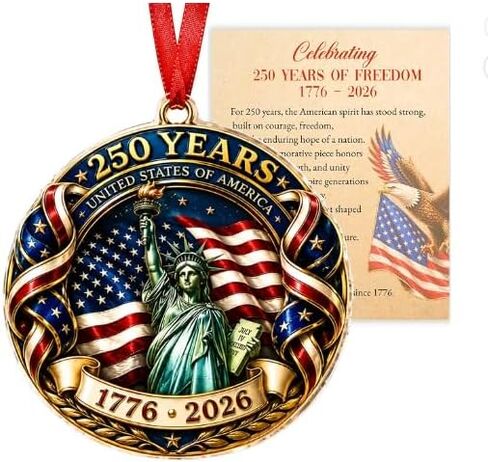 250 Anniversary USA Ornament, 2D Acrylic America 250 Merchandise, America 250th Anniversary Christmas Ornament, Fourth of July Decorations, Patriotic Decor, America 250th Birthday Gifts in Saudi Arabia