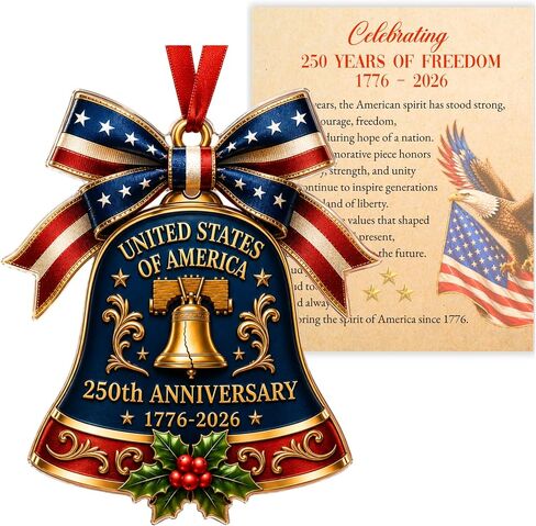 250 Anniversary USA Ornament, 2D Acrylic America 250 Merchandise, America 250th Anniversary Christmas Ornament, Fourth of July Decorations, Patriotic Decor, America 250th Birthday Gifts in Saudi Arabia