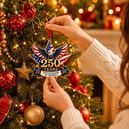 250 Anniversary USA Ornament, 2D Acrylic America 250 Merchandise, America 250th Anniversary Christmas Ornament, Fourth of July Decorations, Patriotic Decor, America 250th Birthday Gifts in Saudi Arabia
