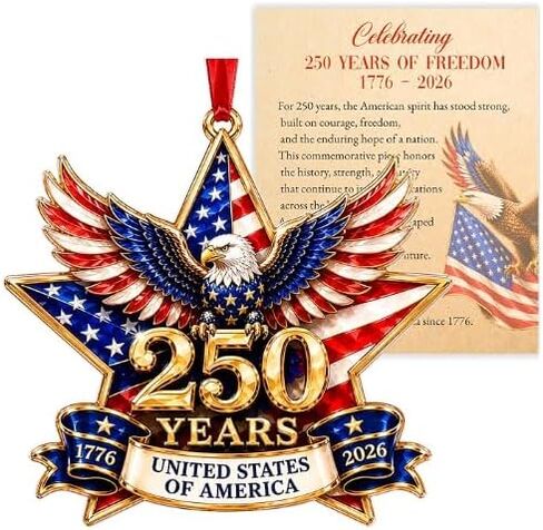 250 Anniversary USA Ornament, 2D Acrylic America 250 Merchandise, America 250th Anniversary Christmas Ornament, Fourth of July Decorations, Patriotic Decor, America 250th Birthday Gifts in Saudi Arabia
