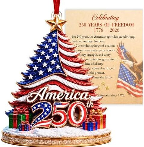 250 Anniversary USA Ornament, 2D Acrylic America 250 Merchandise, America 250th Anniversary Christmas Ornament, Fourth of July Decorations, Patriotic Decor, America 250th Birthday Gifts in Saudi Arabia
