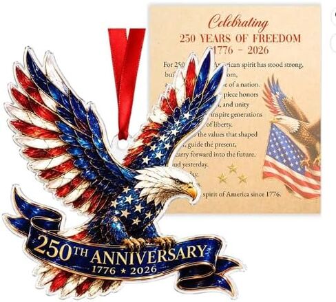 250 Anniversary USA Ornament, 2D Acrylic America 250 Merchandise, America 250th Anniversary Christmas Ornament, Fourth of July Decorations, Patriotic Decor, America 250th Birthday Gifts in Saudi Arabia