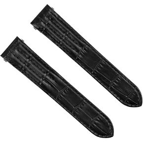 Ewatchparts 20MM LEATHER WATCH STRAP BAND COMPATIBLE WITH CARTIER ROADSTER 2510 2524 3312 2722 GMT BLACK in Kuwait