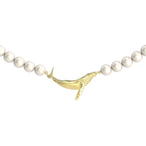 14K Gold-Plated and Created Pearl Strand Necklace With Whale Pendant 丨18 Inch Strand丨Unique Sea Animal Themed Jewelry Gift for Anniversary Wedding Her Mom Women Wife in Saudi Arabia