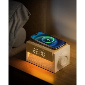 Sunrise Alarm Clock with Wireless Charger, White Noise Sound Machine with 20 Soothing Sounds, Wake Up Light Sunlight Simulator, Bedroom Desk Clock for Heavy Sleepers Kids Adults in Kuwait