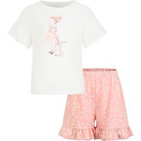 Girls 2-Piece Summer Outfits Ruffle Sleeve Cotton T-Shirt and Shorts clothing Sets for Toddlers Kids 2-8 Years in Saudi Arabia