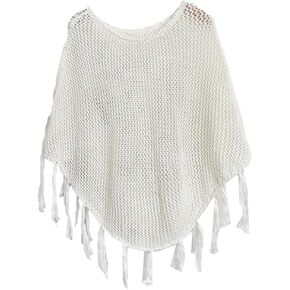 Tassel Shawl Wraps for Women Warm Knit Pullover Sweater Coat Cosy Wrap Shawl Scarf Boho Crochet Hollow Cloak Cape Tops in Kuwait