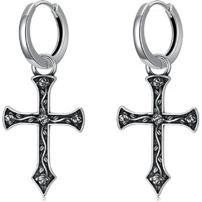 Cross Earrings for Women Men 925 Sterling Silver Cross Dangle Drop Earrings Punk Gothic Jewelry in Saudi Arabia