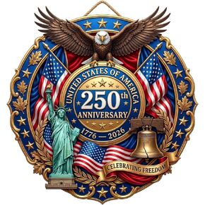 250th Anniversary Decorations for Home, Patriotic Door Sign, America 250th Birthday Decor, Fourth of July Decorations, USA 1776-2026 Hanging Wall Plaque, Patriotic Decorations for Front Door in Kuwait
