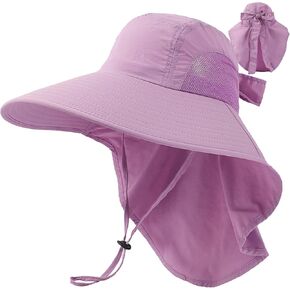 Women Sun Hat with Ponytail Hole, Neck Flap UV-Protection UPF50+ Wide-Brim Breathable Mesh Fishing Hiking Gardening in Saudi Arabia