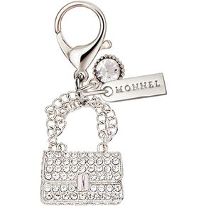 MC561 Crystal Big 3D Lady Handbag Lobster Clasp Charm for Women with Velvet Bag (Silver,1 Piece) in Kuwait