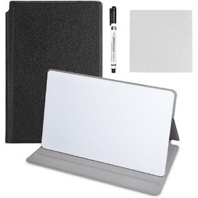 Portable Small Dry Erase Board with Stand, Reusable White Board Handheld Whiteboard Dry Erase Notebook, Standable Desktop Notepad, Home Office Study Essentials-PU Cover Writing Board 9.5" x 6.6"-Black in Saudi Arabia