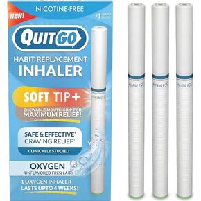 QuitGo Soft-Tip Smokeless Vapor-Less Inhaler | 100% Natural, Nicotine-Free Inhaler for Oral Support Habit Replacement When You Want to Quit Smoking (3 Pack, Oxygen Inhaler) in Saudi Arabia