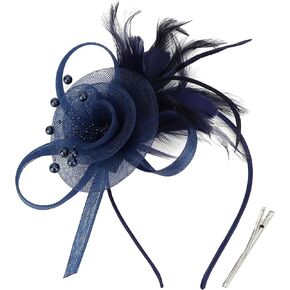 AMCAMI Fascinators Hats with Feather for Women 2026 Derby Hats Tea Party Hat with Headband and Clip in Saudi Arabia