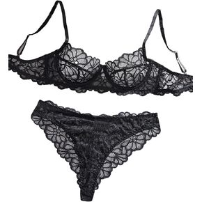 Women's Lace Floral Sheer Mesh Sexy Valentine's Lingerie Set in Saudi Arabia