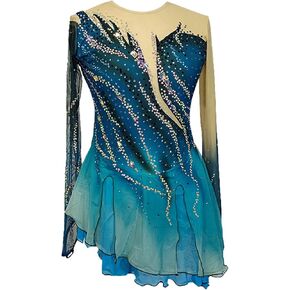 Figure Skating Dress for Girls Women's Dance Dresses Competition Ballet Skirted Leotard Ice Skating Tights in Kuwait