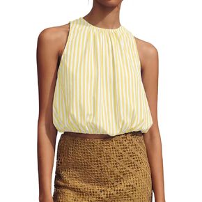 Womens Summer Halter Tops Cute Sleeveless Crewneck Puffy Hem Bubble Crop Tank Top Casual Dressy Going Out Blouse Top in Saudi Arabia