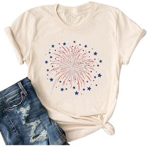 America Flag Shirt for Women Red White Blue Star Graphic Patriotic Shirt 4th of July Memorial Summer Tops Tee in Saudi Arabia