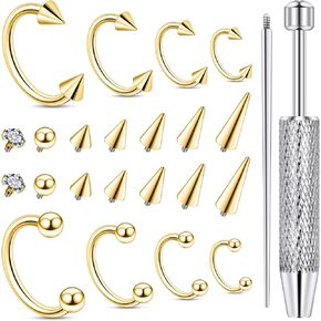 16G Horseshoe Septum Nose Ring Piercing Jewelry Surgical Steel Internal Threaded CZ Ball Spike Lip Ring Cartilage Earring Hoops Piercing for Women Men Silver Black Gold 6MM 8MM 10MM 12MM in Saudi Arabia