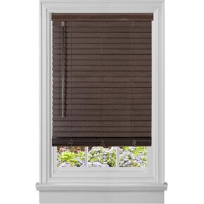 Cordless Room Darkening Plantation Blind - 74 Inch Width, 52 Inch Length, 2" Vinyl Slat Size - Mahogany - Madera Falsa Faux Wood, Light Filtering Horizontal Windows Blinds by Achim Home Decor in Saudi Arabia