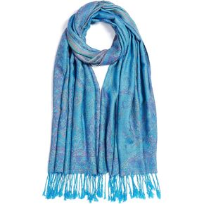 QIUTIMIY Floral Pashmina Wrap Paisley Shawl Women Reversible Vintage Jacquard Pashmina Shawl Wrap with Fringe Rave Scarf in Saudi Arabia