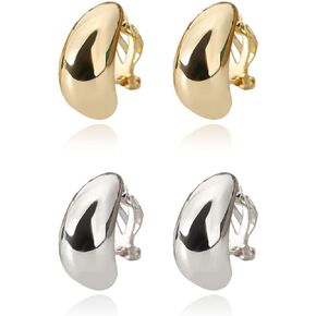 Teardrop Clip on Earrings for Women Gold Silver Chunky Clip-on No Pierced Earrings Tear Drop Statement Jewelry 2026 Trendy Set in Kuwait