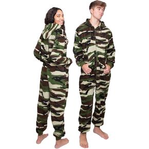 Camouflage Fleece Hoodie Onesie Pajama with Drop Seat Men & Women in Saudi Arabia