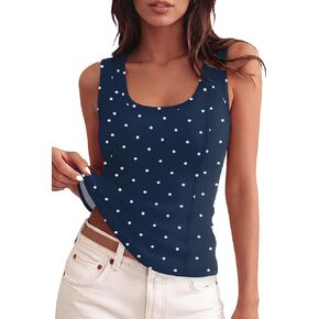 Tank Tops for Women Summer Scoop Neck Sleeveless Tops Ribbed Slim Fitted Basic Shirts Fashion Clothing in Saudi Arabia