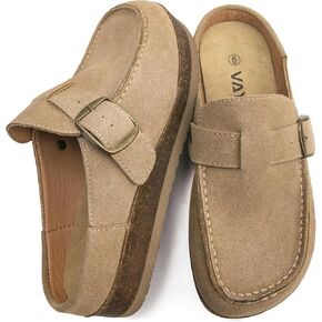 Women's Premium Eco Leather Buckle Clogs Non Slip Platform Mules Comfort Slip On Slides for Work Casual Outdoor in Saudi Arabia