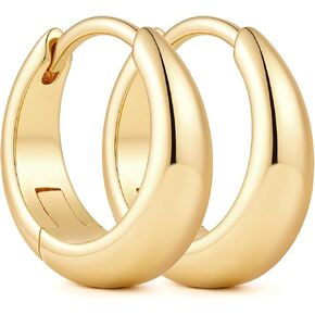 14K Gold Hoop Earrings for Women 14K Gold Earrings for Women Gold Chunky Hoop Earring for Womens Hoops Full and Rounded Surface Hoops Earring for Womens 13/18/22mm in Saudi Arabia