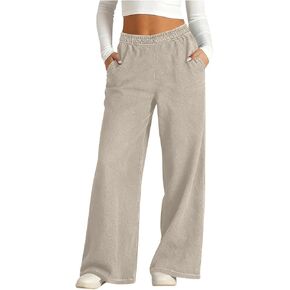 Wide Leg Pants Woman Elastic Waist Lightweight Womens Lounge Pants Solid Casual Beach Trousers with Pockets in Saudi Arabia