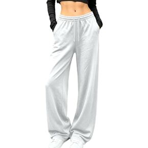 Wide Leg Pants for Women Drawstring High Elastic Waist Loose Casual Sweatpants with Pockets Workout Daily Wear in Saudi Arabia