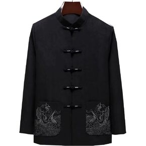 Tang Suit,Autumn Chinese Style Men's Middle-Aged Tang Suit Men's Long-Sleeved Autumn Suit Coat(Blue)(2XL) in Kuwait
