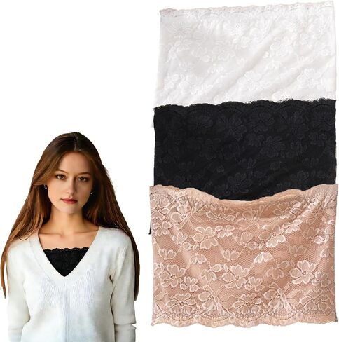 3Pcs Women's Floral Lace Tube Top Non-Padded Bandeau Strapless Bras Seamless Stretchy Chest Wrap Sexy Going Out in Saudi Arabia