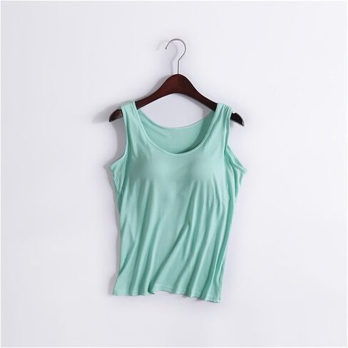 Tops for Women Basic Tank Tops Layer Padded Bra Built in Bra Adjustable Spaghetti Strap Casual Yoga Workout Shirts in Kuwait