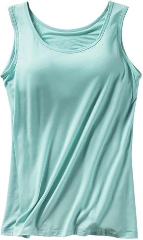 Tops for Women Basic Tank Tops Layer Padded Bra Built in Bra Adjustable Spaghetti Strap Casual Yoga Workout Shirts in Kuwait