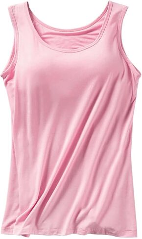Tops for Women Basic Tank Tops Layer Padded Bra Built in Bra Adjustable Spaghetti Strap Casual Yoga Workout Shirts in Kuwait