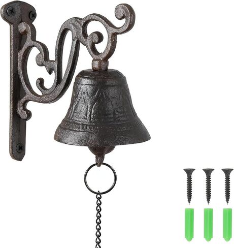 Cast Iron Dinner Bell, Vintage Rustic Wall Mounted Farm Bell with Loud Clear Sound, Heavy Duty Farmhouse Bell for Front Door, Garden & Outdoor Home Décor in Saudi Arabia