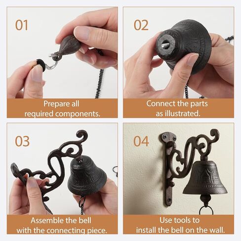 Cast Iron Dinner Bell, Vintage Rustic Wall Mounted Farm Bell with Loud Clear Sound, Heavy Duty Farmhouse Bell for Front Door, Garden & Outdoor Home Décor in Saudi Arabia