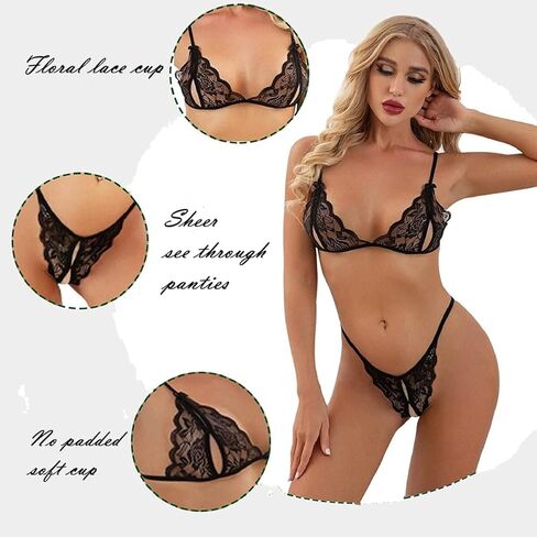 Sexy Bra and Panty Set 2 piece Lace Floral Mesh Bikini Set for Women in Saudi Arabia