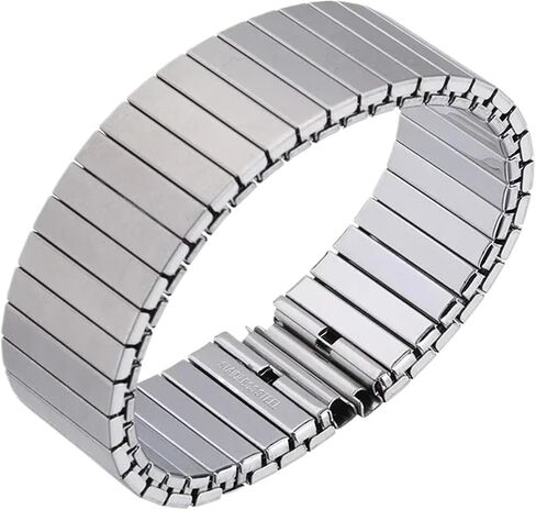 حزام ساعة من الستانلس ستيل، حزام معدني مرن قابل للتمدد، واجهة عالمية، فضي-14mm-S-136mm in Saudi Arabia