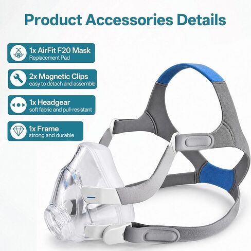 Replacement for ResMed AirFit F20 Mask Cushion Set - Includes Headstrap Frame Assembly, Ultra-Soft Silicone, Gentle Fit, Comfortable Seal, Replacement CPAP Supplie（Medium） in Kuwait