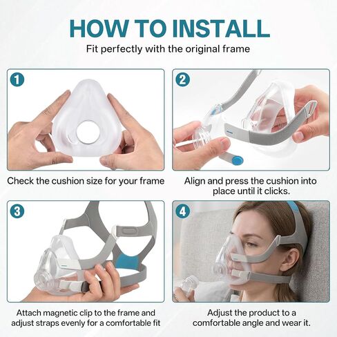 Replacement for ResMed AirFit F20 Mask Cushion Set - Includes Headstrap Frame Assembly, Ultra-Soft Silicone, Gentle Fit, Comfortable Seal, Replacement CPAP Supplie（Medium） in Kuwait